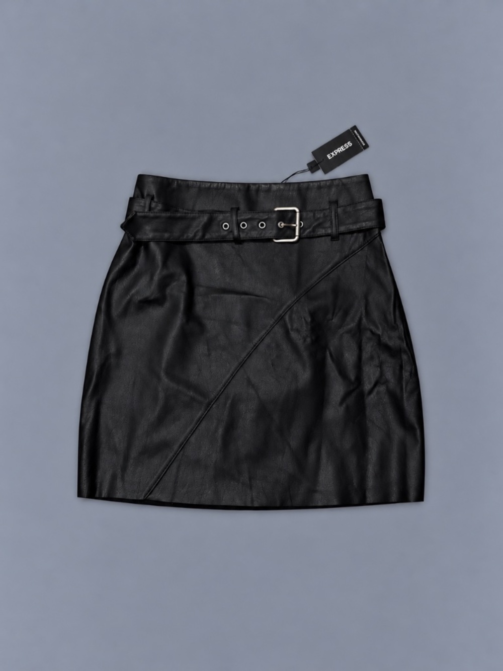 Express Faux Leather Belted Mini Skirt – Size 4 – NWT